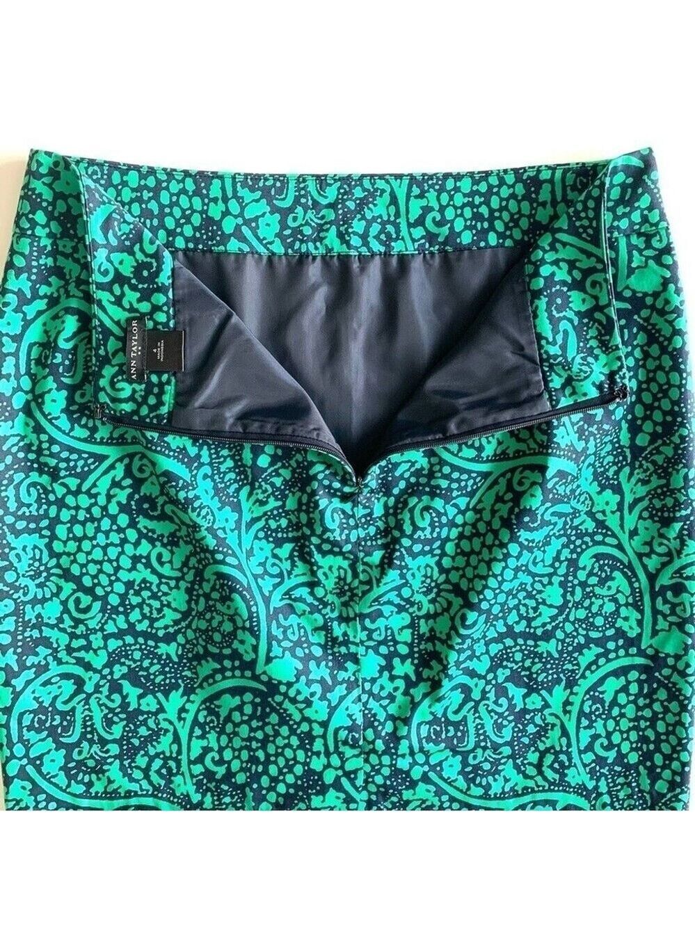 Ann Taylor Factory Green Patterned Mini Pencil Skirt Size 4 - Picture 6 of 11